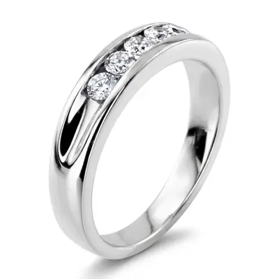 14K white gold Round Cut Channel Set Diamond Men's Ring - alternate view 8 thumbnail
