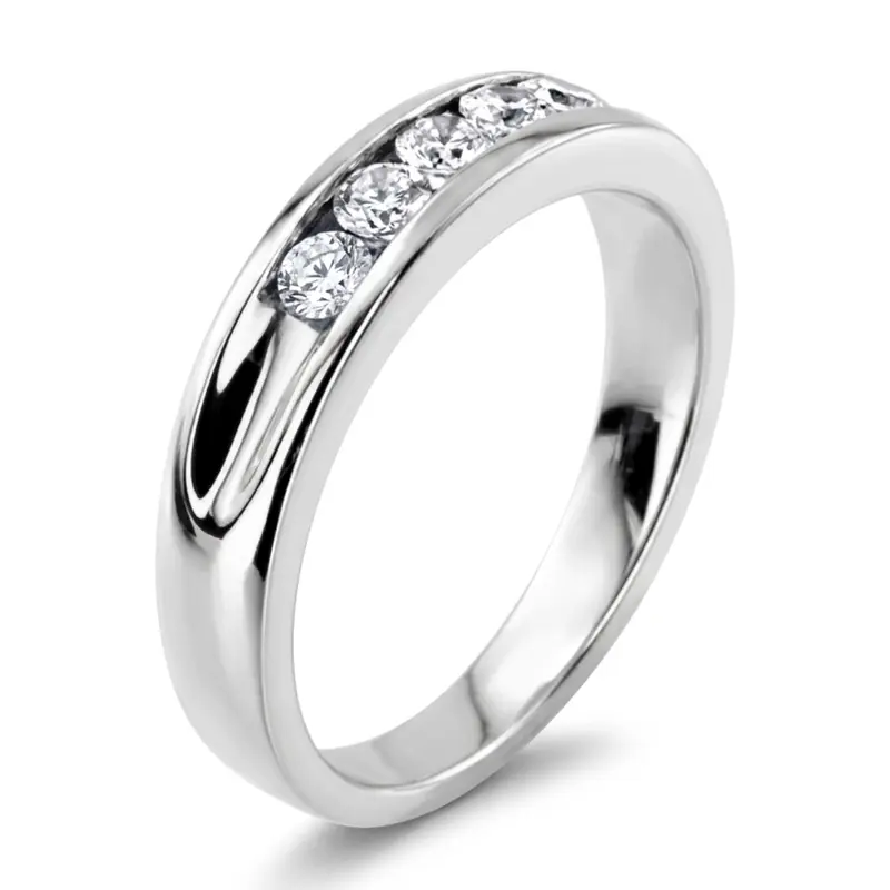 14K white gold Round Cut Channel Set Diamond Men's Ring - alternate view 8