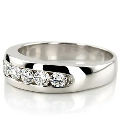 14K white gold Round Cut Channel Set Diamond Men's Ring - alternate view 6 thumbnail