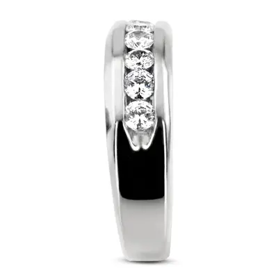 14K yellow gold 0.60 ct. Round Cut Channel Set Diamond Man Ring - alternate view 4 thumbnail