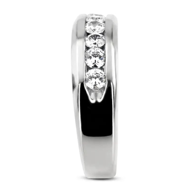 14K yellow gold 0.60 ct. Round Cut Channel Set Diamond Man Ring - alternate view 4