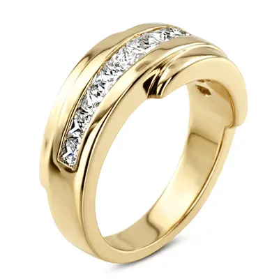14K white gold 1.56 ct. Princess Cut Diamond Men's Ring - alternate view 6 thumbnail