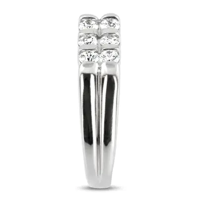 14K white gold 0.60 ct. Round Cut Bar Set Diamond Men's Band - alternate view 6 thumbnail