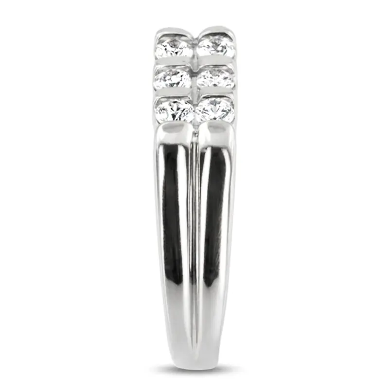 14K white gold 0.60 ct. Round Cut Bar Set Diamond Men's Band - alternate view 6