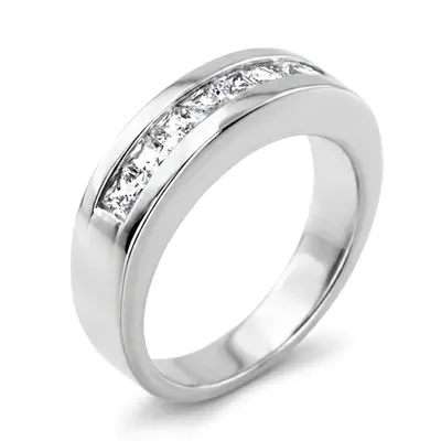 14K white gold 1.12 ct. Princess Cut Channel Set Diamond Men's Ring - alternate view 5 thumbnail