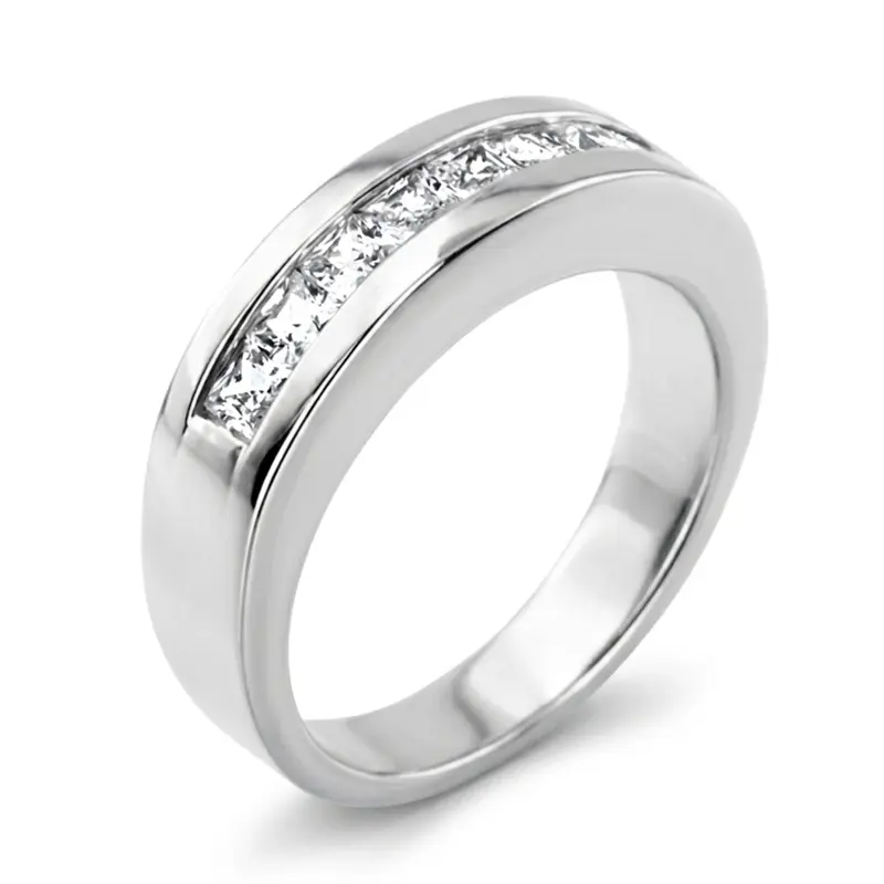 14K white gold 1.12 ct. Princess Cut Channel Set Diamond Men's Ring - alternate view 5