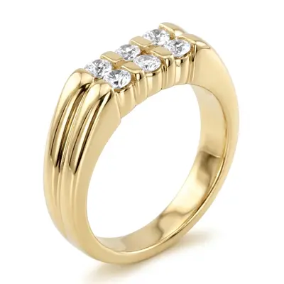 14K white gold 0.60 ct. Round Cut Bar Set Diamond Men's Band - alternate view 3 thumbnail