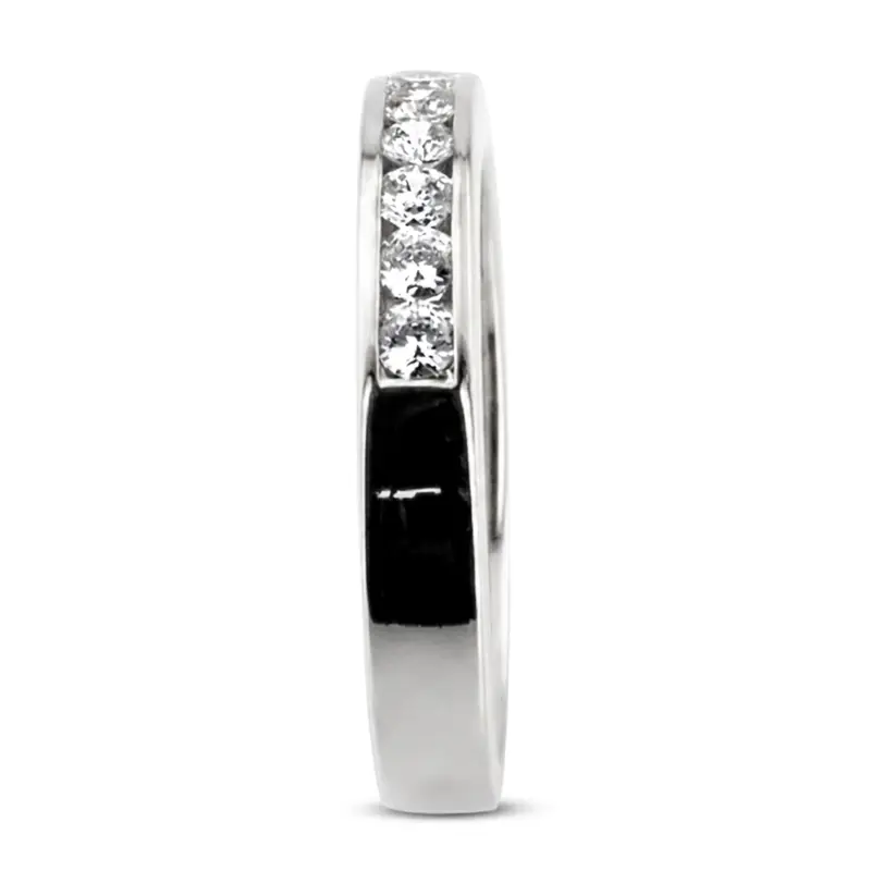 14K white gold 0.35 ct. Round Cut Channel Set Diamond Men's Ring - alternate view 6