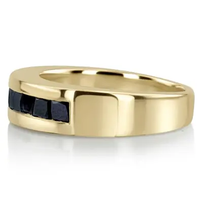 14K white gold 1.20 ct. tw. Princess Cut Channel Set Black Diamond Men's Ring - alternate view 5 thumbnail