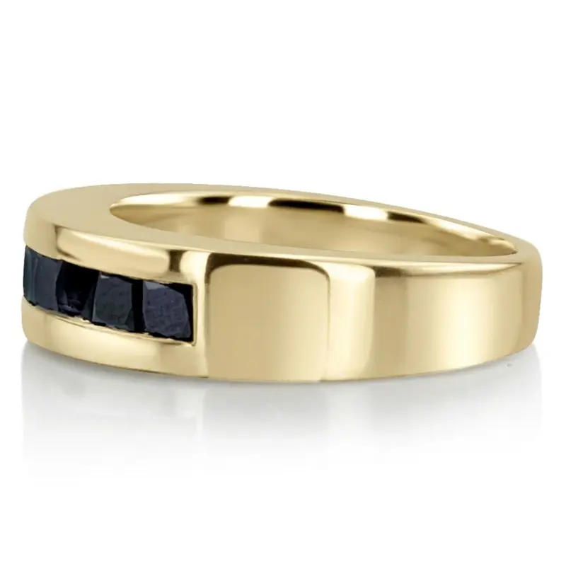 14K white gold 1.20 ct. tw. Princess Cut Channel Set Black Diamond Men's Ring - alternate view 5