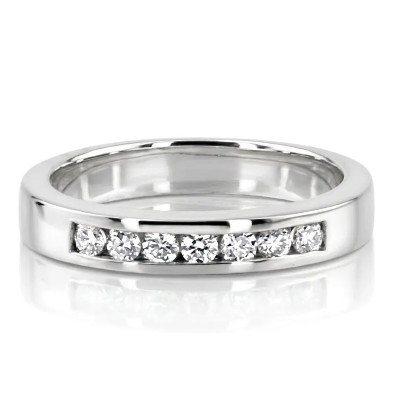 14K white gold 0.35 ct. Round Cut Channel Set Diamond Men's Ring - alternate view 2
