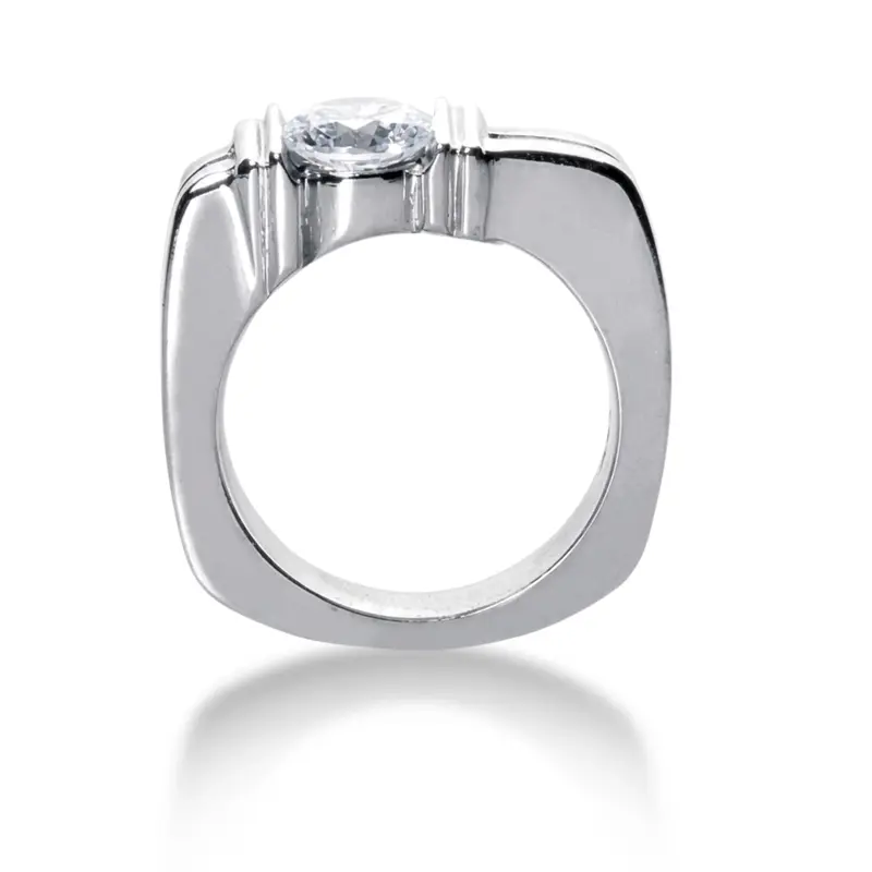 14K white gold 1.50 ct. Solitaire Diamond Men's Ring - alternate view 2