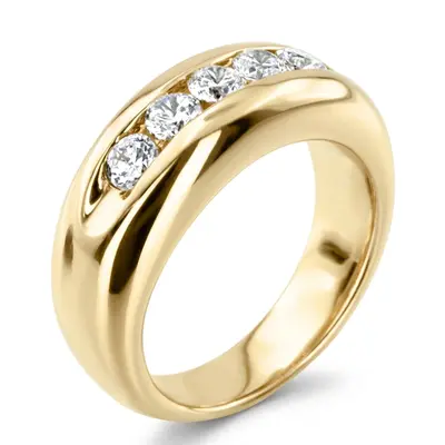 14K rose gold Five Stone Man Diamond Ring - alternate view 3 thumbnail