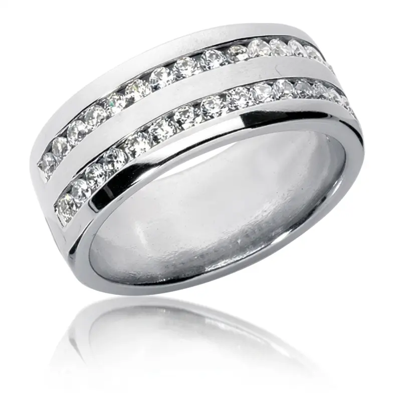 14K white gold 0.96 ct. tw. Channel Set Diamond Men's Ring - main view