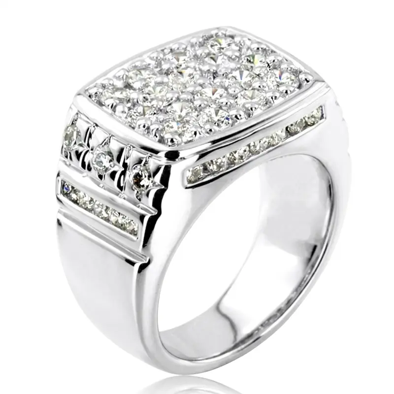 14K white gold 2.68 ct. Channel Set Diamond Men's Ring - main view