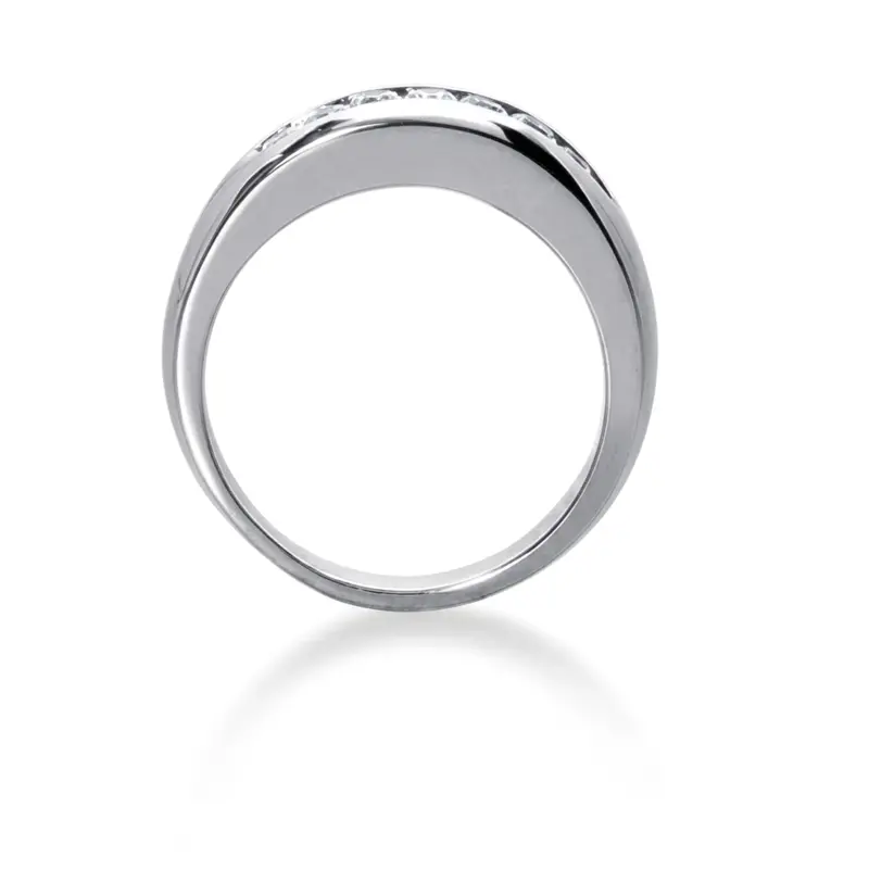 14K white gold 0.90 ct. Round Cut Channel Set Diamond Men's Ring - alternate view 3