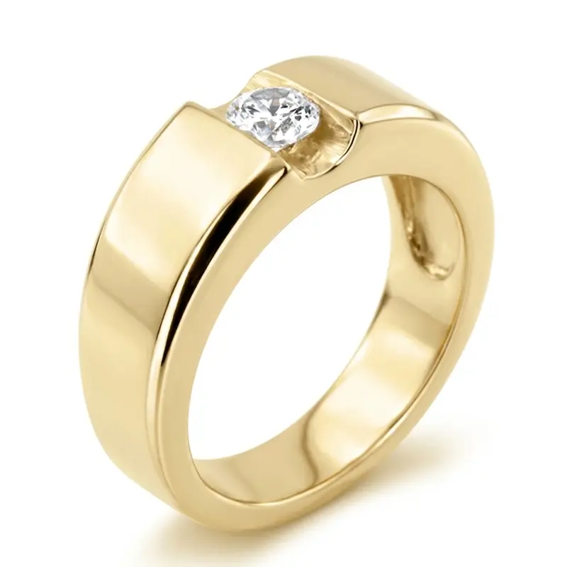 14K white gold 0.50 ct. Tension Set Solitaire Diamond Men's Ring - alternate view 6