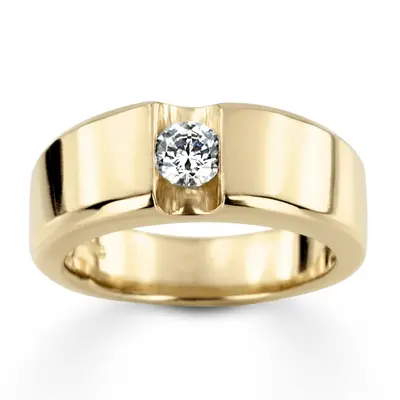 14K white gold 0.50 ct. Tension Set Solitaire Diamond Men's Ring - alternate view 2 thumbnail