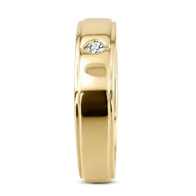 14K white gold 0.15 ct. Round Cut Solitaire Diamond Men's Ring - alternate view 3 thumbnail