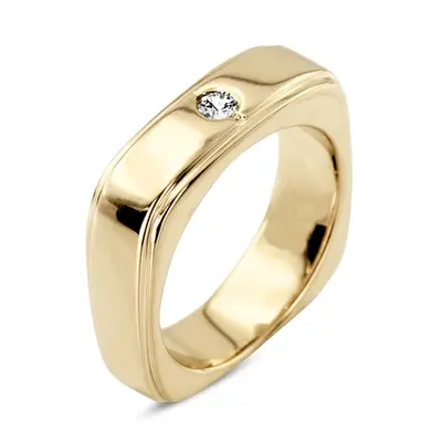 14K white gold 0.15 ct. Round Cut Solitaire Diamond Men's Ring - alternate view 4 thumbnail