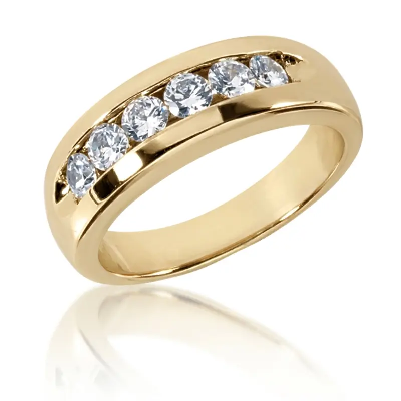 14K white gold 0.90 ct. Round Cut Channel Set Diamond Men's Ring - alternate view 2