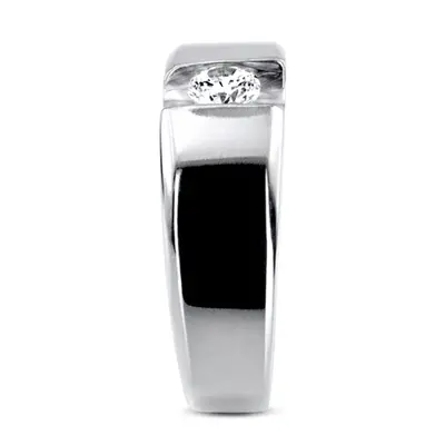 14K white gold 0.50 ct. Tension Set Solitaire Diamond Men's Ring - alternate view 4 thumbnail