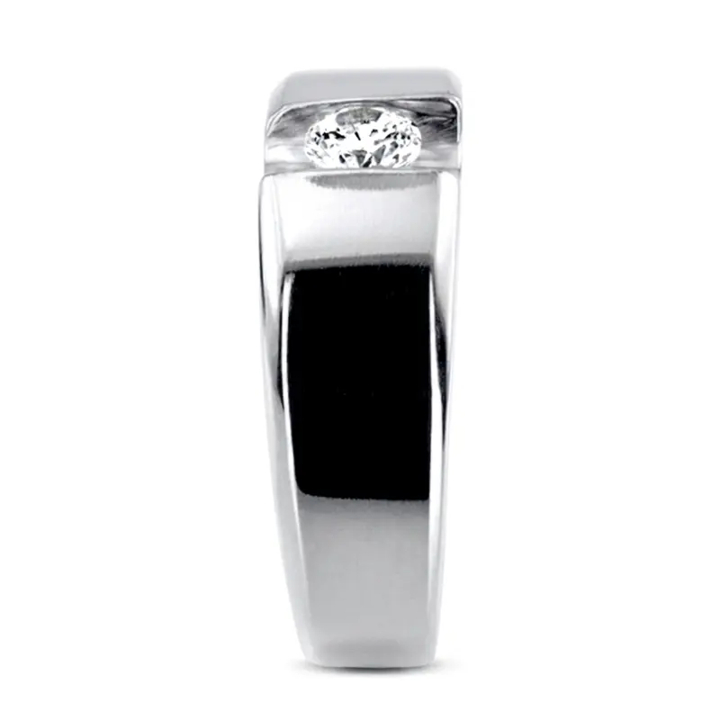 14K white gold 0.50 ct. Tension Set Solitaire Diamond Men's Ring - alternate view 4