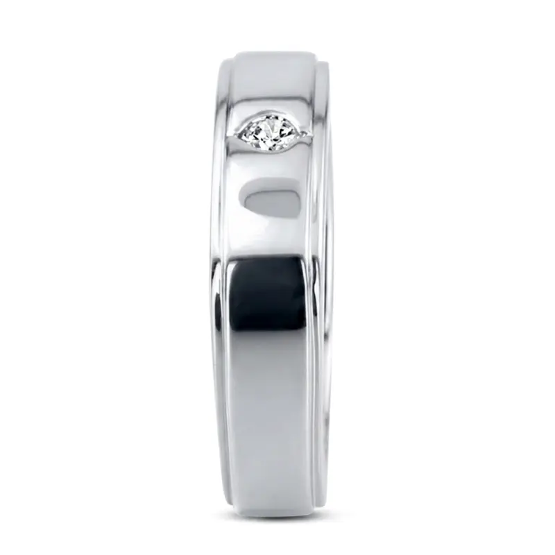 14K white gold 0.15 ct. Round Cut Solitaire Diamond Men's Ring - alternate view 5