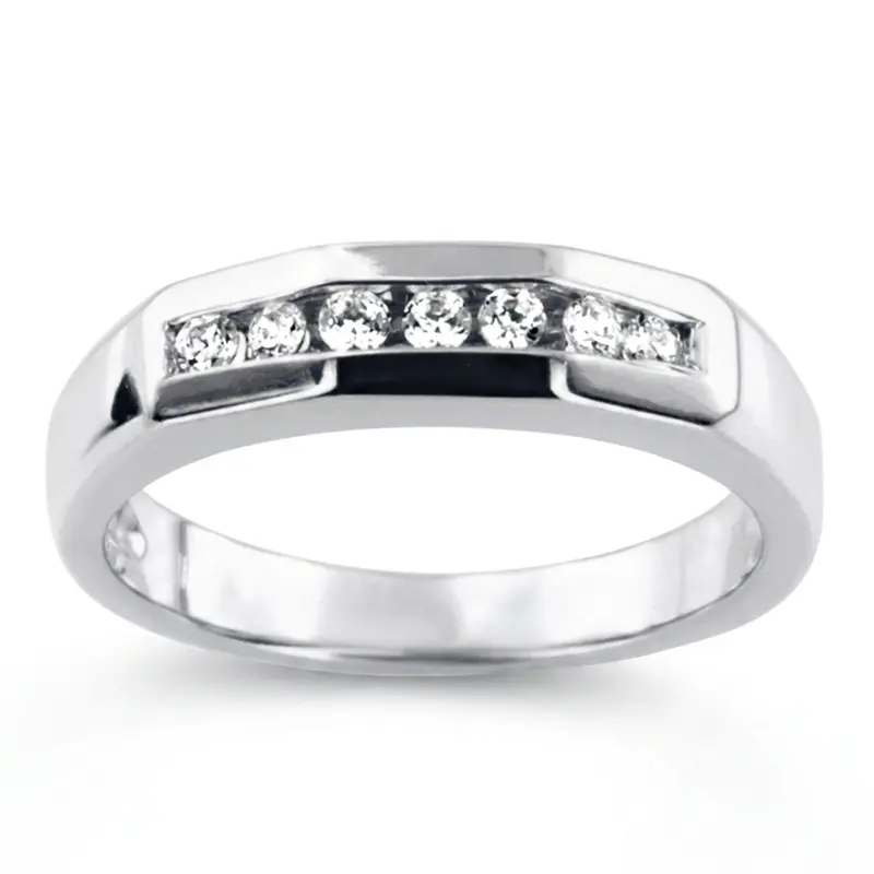 14K white gold 0.35 ct. Round Cut Diamond Men's Ring - main view