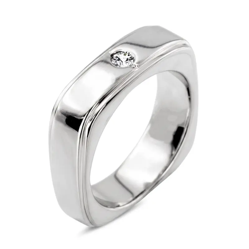 14K white gold 0.15 ct. Round Cut Solitaire Diamond Men's Ring - alternate view 6
