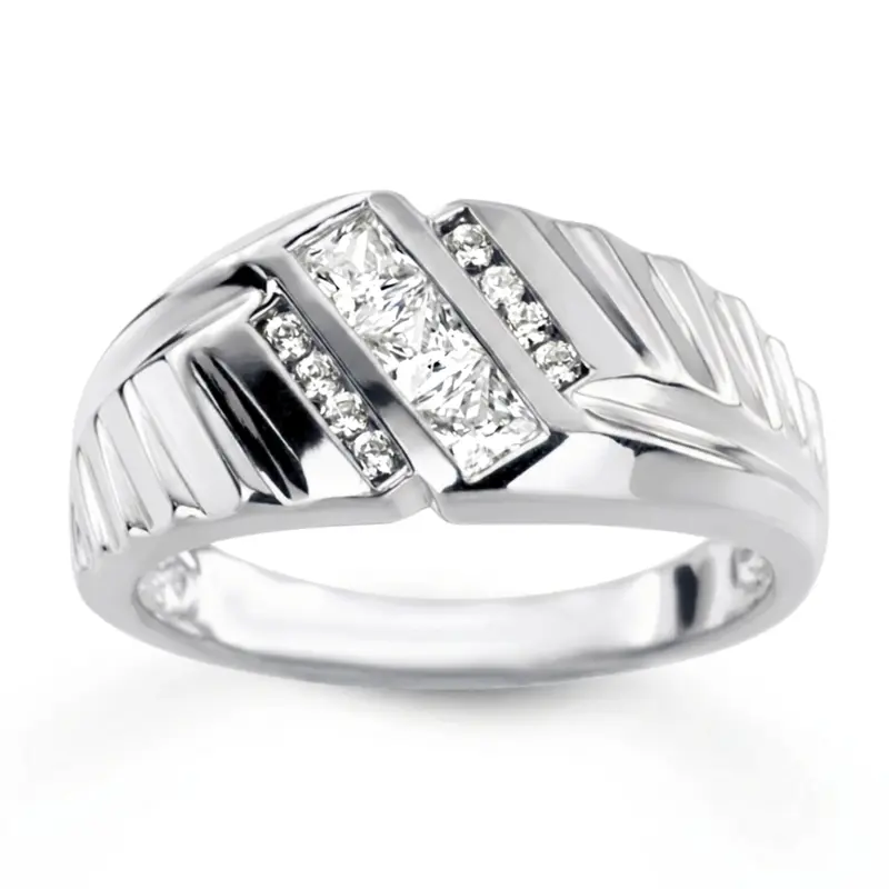 14K white gold 0.54 ct. Channel Set Diamond Men's Ring - main view