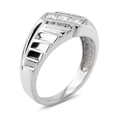 14K white gold 0.54 ct. Channel Set Diamond Men's Ring - alternate view 5 thumbnail