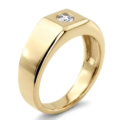 14K white gold 0.25 ct. Round Cut Bezel Set Solitaire Diamond Men's Ring - alternate view 5 thumbnail