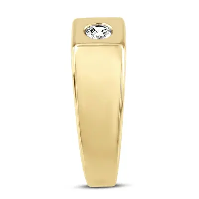 14K white gold 0.25 ct. Round Cut Bezel Set Solitaire Diamond Men's Ring - alternate view 3 thumbnail