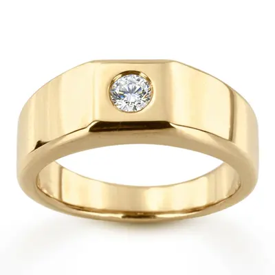 0.25 ct. Round Cut Bezel Set Solitaire Diamond Men's Ring alternate view