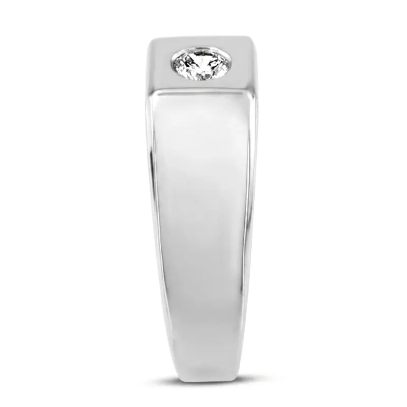 14K white gold 0.25 ct. Round Cut Bezel Set Solitaire Diamond Men's Ring - alternate view 4