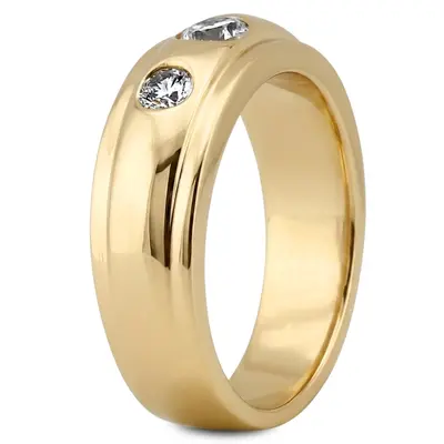 14K white gold 0.60 ct. Bezel Set Three Stone Diamond Men's Ring - alternate view 5 thumbnail