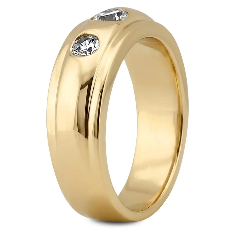 14K white gold 0.60 ct. Bezel Set Three Stone Diamond Men's Ring - alternate view 5
