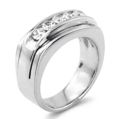 14K white gold 0.75 ct. Channel Set Diamond Men's Ring - alternate view 4 thumbnail