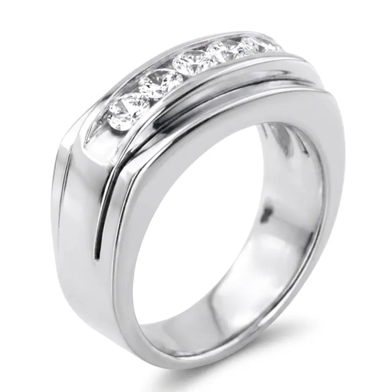 14K white gold 0.75 ct. Channel Set Diamond Men's Ring - alternate view 4