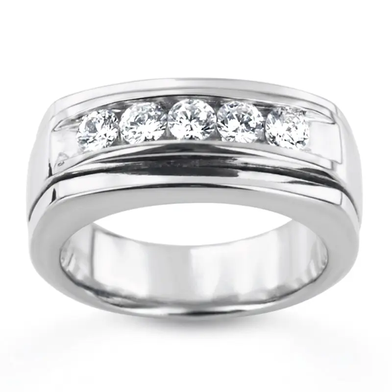 14K white gold 0.75 ct. Channel Set Diamond Men's Ring - main view