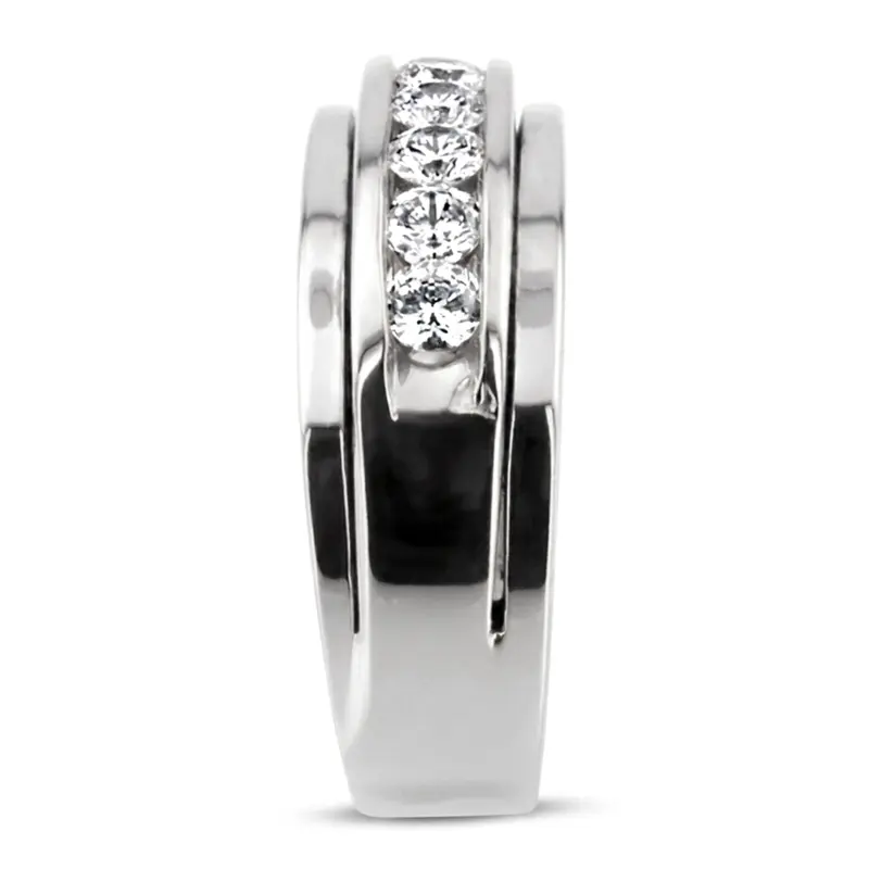 14K white gold 0.75 ct. Channel Set Diamond Men's Ring - alternate view 5