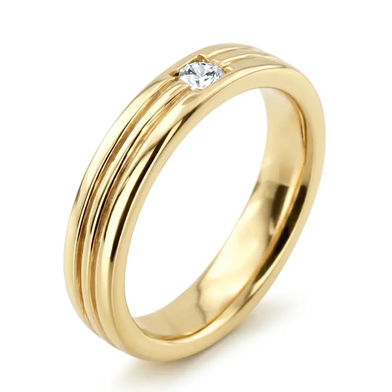 14K white gold 0.15 ct. Round Cut Solitaire Diamond Men's Band - alternate view 6