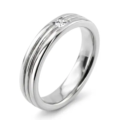 14K white gold 0.15 ct. Round Cut Solitaire Diamond Men's Band - alternate view 5 thumbnail