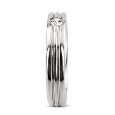 14K white gold 0.15 ct. Round Cut Solitaire Diamond Men's Band - alternate view 4 thumbnail