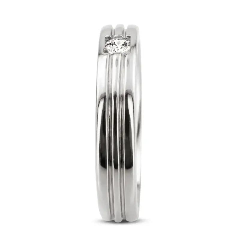 14K white gold 0.15 ct. Round Cut Solitaire Diamond Men's Band - alternate view 4