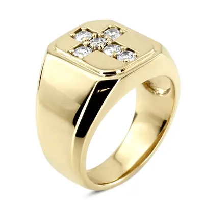 14K white gold 0.60 ct. Round Cut Cross Diamond Men's Ring - alternate view 6 thumbnail