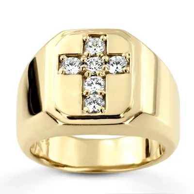 0.60 ct. Round Cut Cross Diamond Men's Ring alternate view
