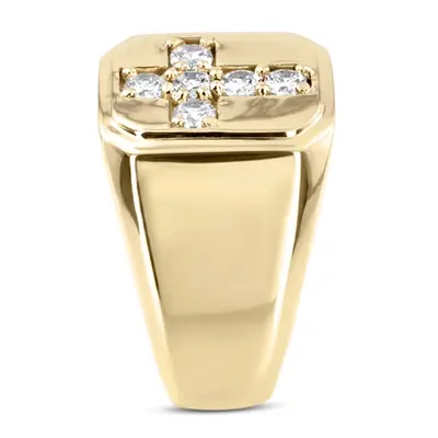 14K white gold 0.60 ct. Round Cut Cross Diamond Men's Ring - alternate view 3 thumbnail