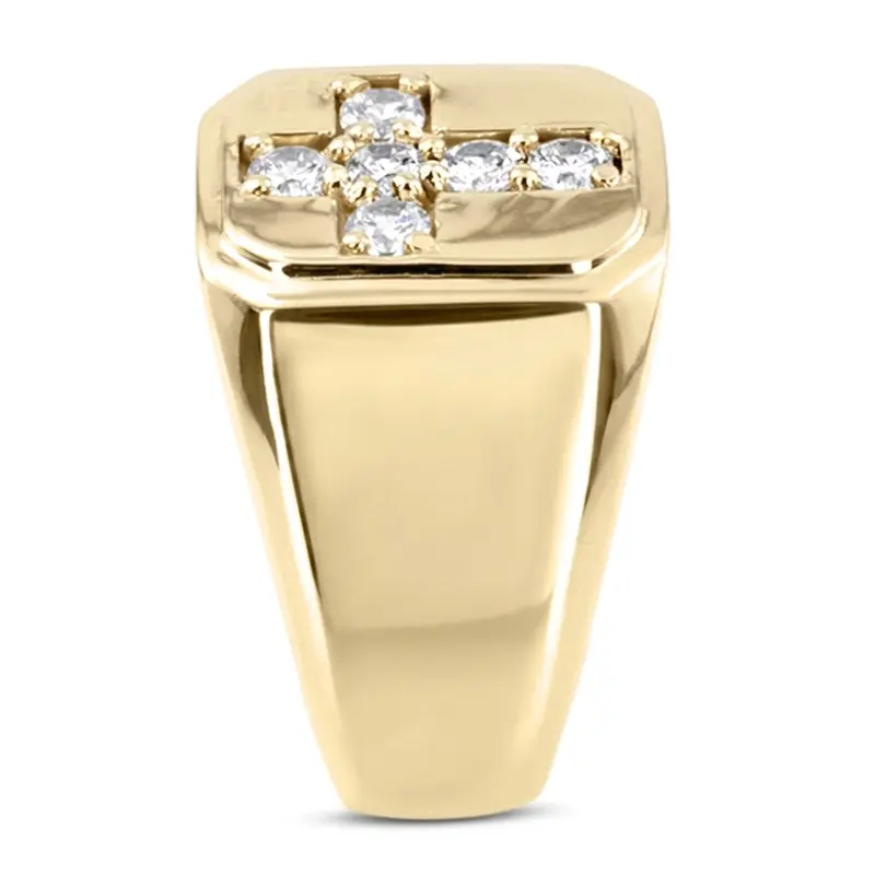 14K white gold 0.60 ct. Round Cut Cross Diamond Men's Ring - alternate view 3